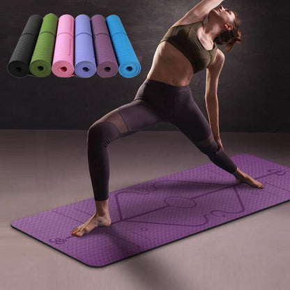 Rutschfeste Yogamatte mit Ausrichtungslinien 